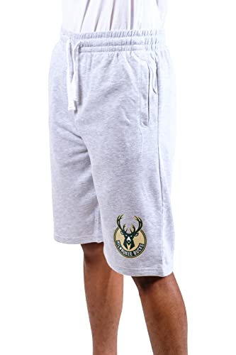 Ultra Game NBA Milwaukee Bucks Mens French Terry Shorts, Heather Gray, X-Large
