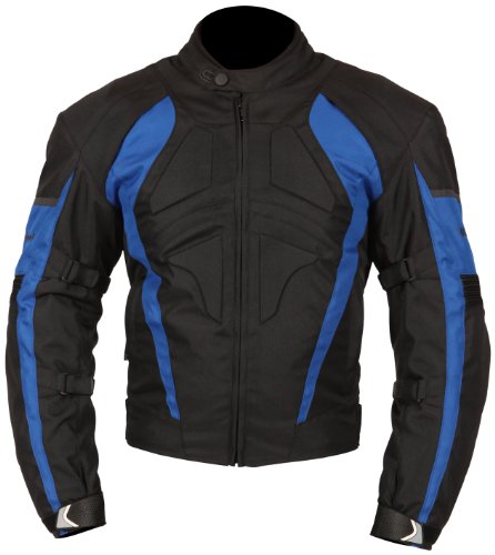 Milano Sport MJGAM0384LA Gamma Motorcycle Jacket with Blue Accent (Black, Large)