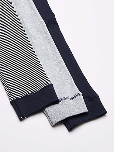 Luvable Friends Unisex Baby Cotton Pants, Stripe Navy Gray, 0-3 Months