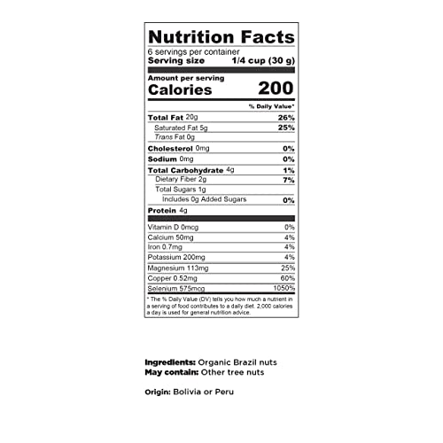 ELAN Organic Raw Brazil Nuts, 52 Oz, Non-GMO, Vegan, Gluten-Free