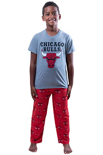 Ultra Game NBA Chicago Bulls Youth 2 Piece Pjs Lounge Pants and Tee Set, Team Color, 7