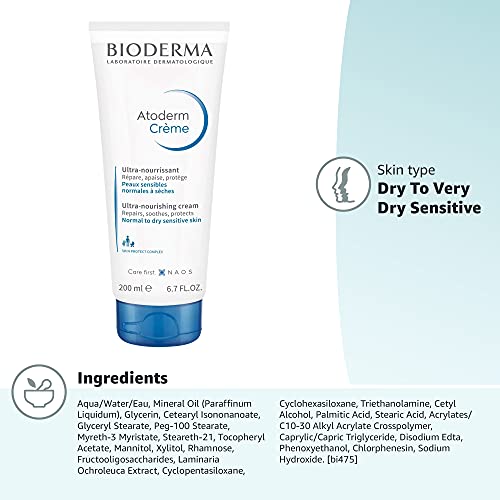 Bioderma - Atoderm Cream - Hydrating Body Cream for Normal to Dry Sensitive Skin, 6.7 Fl Oz