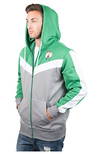 Ultra Game NBA Boston Celtics Mens Soft Fleece Full Zip Jacket Hoodie, Team Color, Small
