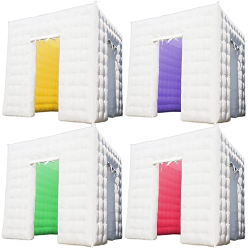 Portable Inflatable Photo Booth Enclosure (White, Two Doors, 8.2x8.2x8.2ft), staelea Inflatable LED Photo Booth Tent with Air Blower and Remote Controller, Photo Booth Backdrop for Wedding Event