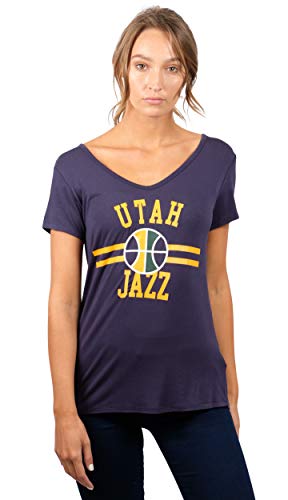 Ultra Game NBA Utah Jazz Womens Box Out Varsity Stripe Tee Shirt, Team Color, Large