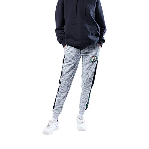 Ultra Game NBA Boston Celtics Womens Active Basic Fleece Jogger Sweatpants, Space Dye Gray, Large