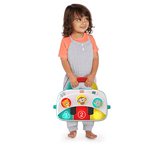 Bright Starts 4-in-1 Groovin’ Kicks Piano Gym, Tummy Time Play Mat and Activity Baby Toys, Green - Tropical Safari, Newborn to Toddler