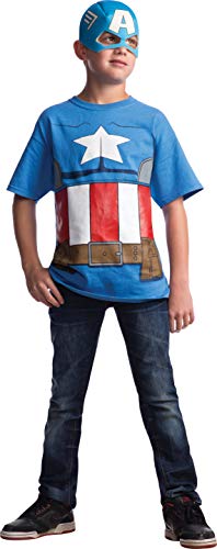 Marvel Avengers Assemble Captain America Costume T-Shirt with Mask, Large