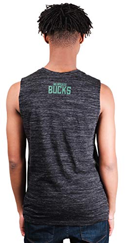 Ultra Game NBA Milwaukee Bucks Mens Jersey Sleeveless Muscle T-Shirt, Black Space Dye, Large