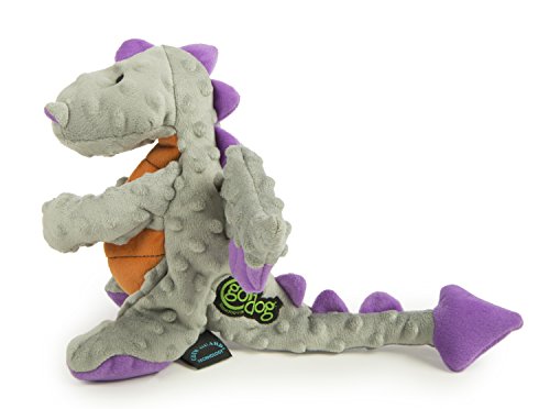 goDog Bubble Plush Dragons Squeaky Dog Toy, Chew Guard Technology - Gray, Large