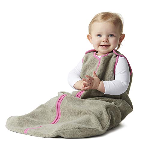 baby deedee Sleep Nest Fleece Baby Sleeping Bag, Mocha, Hot Pink, 0-6 Month, Mocha Hot Pink