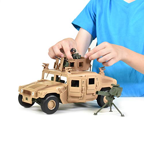 Sunny Days Entertainment M1114 Up-Armored Humvee – Vehicle Playset with Action Figure and Realistic Accessories | 9 Piece Military Toy Set for Kids – Elite Force