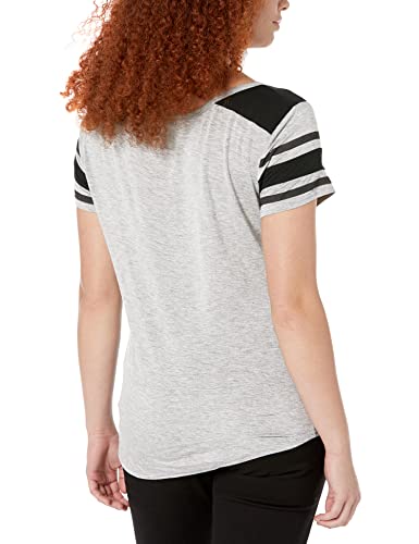 Ultra Game NBA San Antonio Spurs Womens Box Out Varsity Stripe Tee Shirt, Heather Gray, Medium