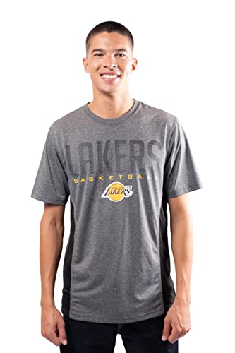 Ultra Game NBA Los Angeles Lakers Mens Active Tee Shirt, Charcoal Heather, Medium