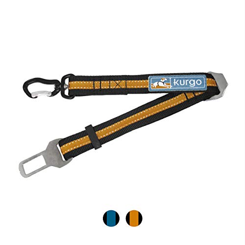 Kurgo Direct to seat belt Tether for Dogs, Car seat belt for Pets, Adjustable Dog Safety Belt Leash, Quick and Easy Installation, Works with Any Pet Harness, Carabiner, Swivel, Bungee, Zipline