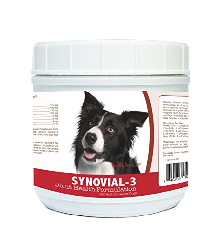 Healthy Breeds Synovial-3 Dog Hip and Joint Support Soft Chews for Border Collie - OVER 200 BREEDS - Glucosamine MSM Omega and Vitamins Supplement - Cartilage Care - 120 Ct