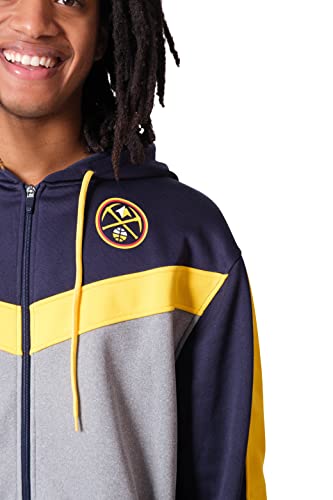 Ultra Game NBA Denver Nuggets Mens Soft Fleece Full Zip Jacket Hoodie, Team Color, Small