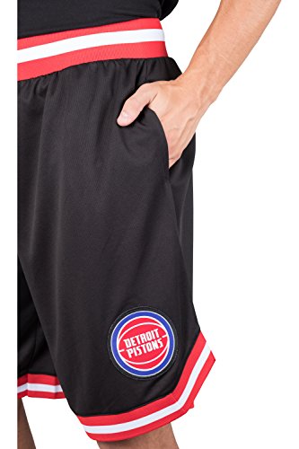 Ultra Game NBA Detroit Pistons Mens Woven Basketball Shorts, Team Color, Large