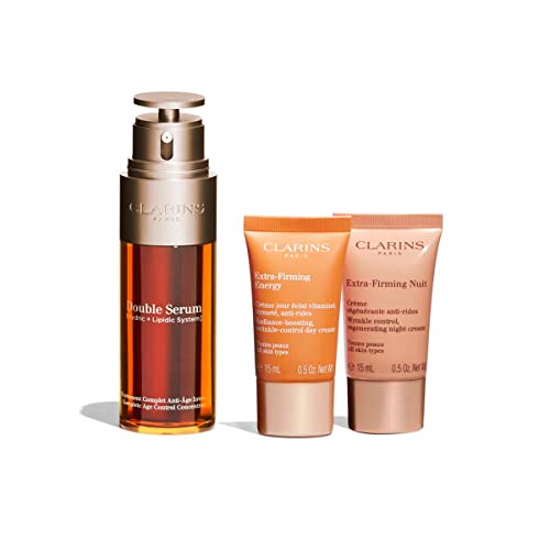 Clarins Double Serum and Extra-Firming Set | 3-Piece Holiday Skincare Gift Set | Anti-Aging | Limited Edition