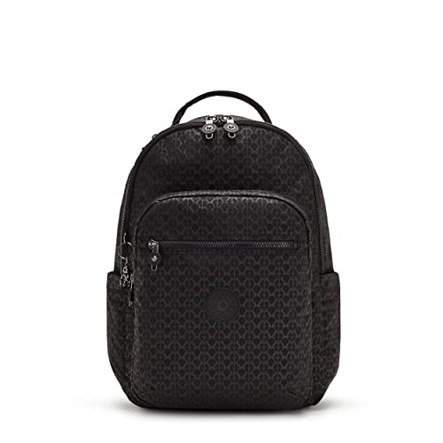 Kipling Women's Seoul 15' Device Backpack, Durable, Roomy with Padded Shoulder Straps, School Bag, Signature Emb, 13.75''L x 17.25''H x 8''D