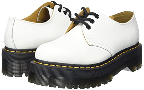 Dr. Martens Unisex 1461 Quad Oxford, White Polished Smooth, 6 US Men
