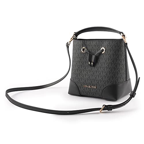 Michael Kors XS Suri Mini Bucket Crossbody Drawstring Shoulder Bag 35F2GM9M1B PVC (Black PVC)