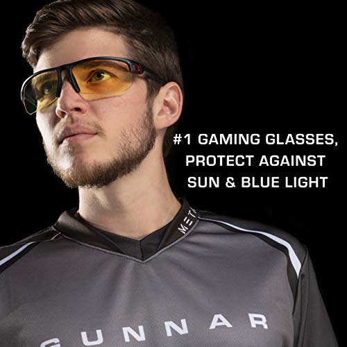 Gaming Glasses | Blue Light Blocking Glasses | Torpedo 360/Onyx by GUNNAR | 65% Blue Light Protection and Sun Lens, 100% UV Light, Anti-Reflective To Protect and Reduce Eye Strain and Dryness