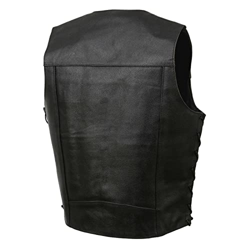 EVENT LEATHER EL5315 Black Motorcycle Leather Vest for Men w/Side Lace- Riding Club Adult Motorcycle Vests (as1, alpha, xx_l, regular, regular)