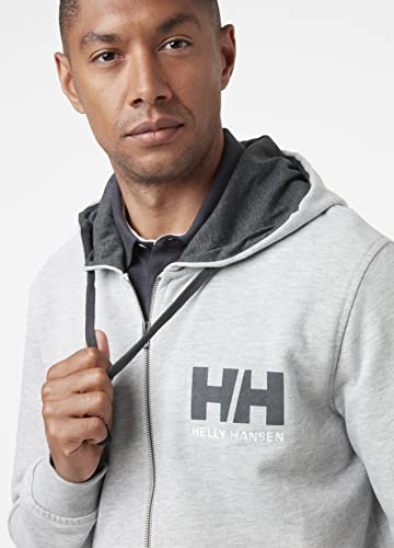 Helly Hansen Men's Standard HH Logo Full Zip Hoodie, 949 Grey Melange, Medium