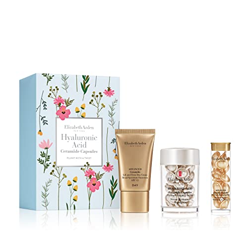 Elizabeth Arden 3 Piece Ceramide Skin Care Set, Lift and Firm Day Cream, Hylaruonic Acid Ceramide Capsules, Adavanced Ceramide Capsules