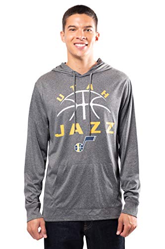 Ultra Game NBA Utah Jazz Mens Super Soft Lightweight Pullover Hoodie, Heather Charcoal , Medium