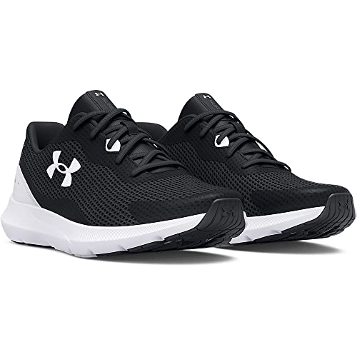 Under Armour Men's Surge 3 Road Running Shoe, Black (001)/White, 10