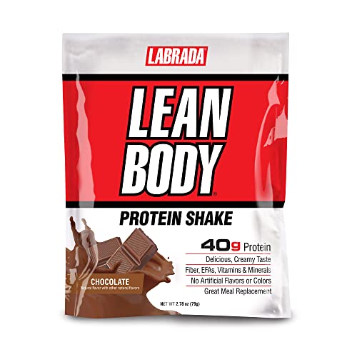 Lean Body MRP All-In-One Chocolate Meal Replacement Shake, 40g Protein, Whey Blend, 8g Healthy EFA's Fats and Fiber, 22 Vitamins and Minerals , No artificial color, Gluten Free, (80 MRP Packets)