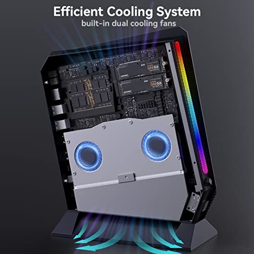 Mini Gaming PC Intel i7-12700H(up to 4.7GHz) 14C/20T NVIDIA RTX3050 32GB DDR4 1TB PCIE4.0 SSD RGB Lights Mini Gaming Desktop Computer Windows 11 Pro, 2X HDMI Type-C WiFi6 BT5.2, 6X USB Ports