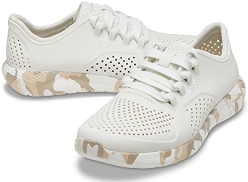 Crocs Women's Literide Pacer Lace-Up Sneakers, Camo/Almost Whi, 6 Women