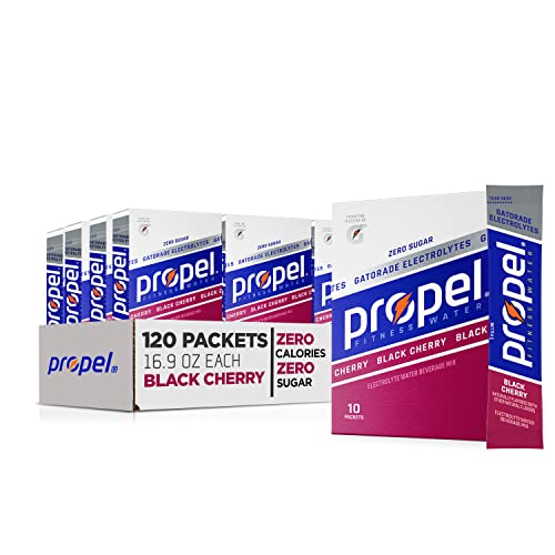 Propel Powder Packets, Black Cherry With Electrolytes, Vitamins and No Sugar (Packaging May Vary), 120 Count