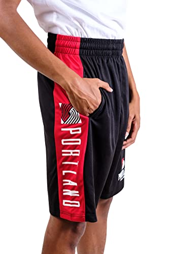 Ultra Game NBA Portland Trail Blazers Mens Mesh Basketball Shorts, Black, Small