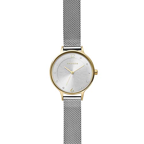 Skagen Women's Anita Quartz Analog Stainless Steel and Mesh Watch, Color: Gold/Silver (Model: SKW2340)