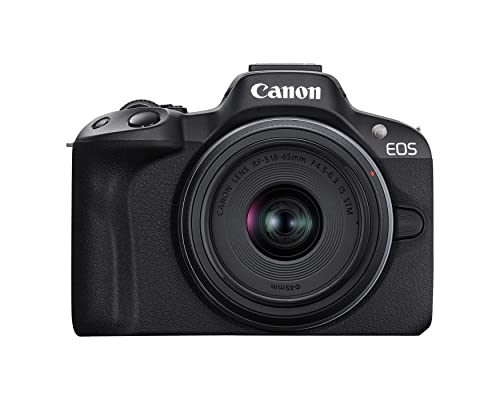 Canon EOS R50 Mirrorless Vlogging Camera (Black) w/RF-S18-45mm F4.5-6.3 is STM Lens, 24.2 MP, 4K Video, Subject Detection and Tracking, Compact, Smartphone Connection, Content Creator