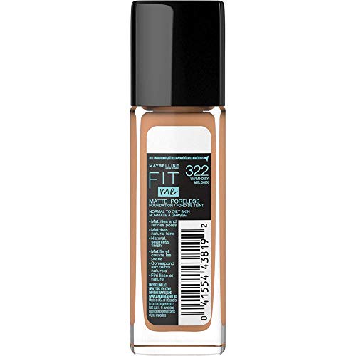 Maybelline Fit Me Matte + Poreless Liquid Foundation Makeup, Warm Honey, 1 fl. oz.