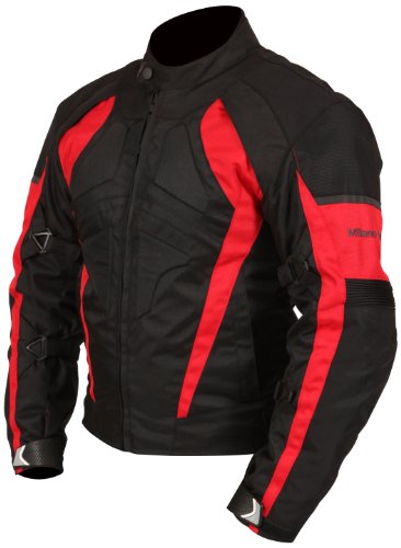 Milano Sport MJGAM0385ME Gamma Motorcycle Jacket with Red Accent (Black, Medium)
