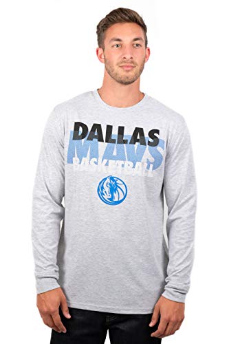 Ultra Game NBA Dallas Mavericks Mens Supreme Long Sleeve Pullover Tee Shirt, Heather Gray, X-Large