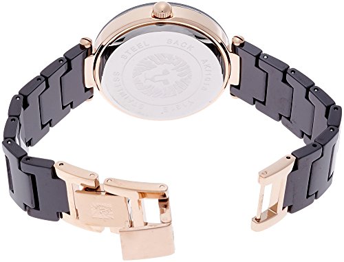 Anne Klein Women's AK/1018RGBK Diamond Dial Rose Gold-Tone Black Ceramic Bracelet Watch