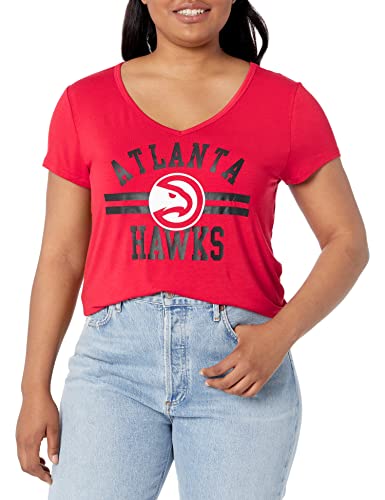 Ultra Game NBA Atlanta Hawks Womens Box Out Varsity Stripe Tee Shirt, Team Color, Small