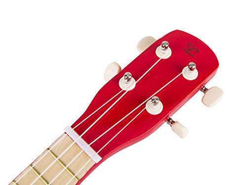Hape Kid's Wooden Toy Ukulele in Red, L: 21.9, W: 8.1, H: 3 inch