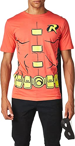 Rubie's mens Dc Comics Men's Robin T-shirt With Cape and Mask Costume Top, Red, Large US