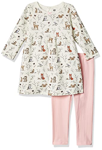 Hudson Baby Girls' Quilted Cotton Dress and Leggings, Enchanted Forest, 9-12 Months