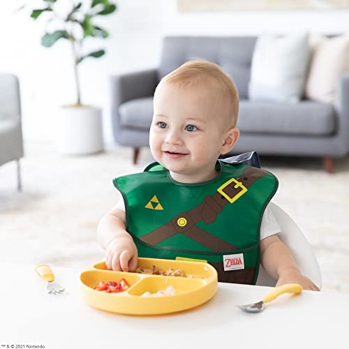 Bumkins Bibs, Nintendo Zelda, Baby Bibs for Girl or Boy, SuperBib with Cape, Baby and Toddler Bib for 6-24 Months, Baby Bib for Eating, Feeding Bib, Waterproof Fabric