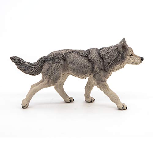 Papo -hand-painted - figurine -Wild animal kingdom - Grey Wolf -53012 -Collectible - For Children - Suitable for Boys and Girls- From 3 years old