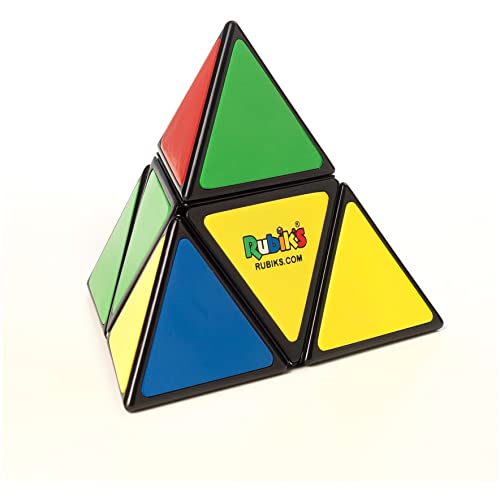Rubik’s Pyramid, Pocket Color-Matching Triangular Travel Cubing Puzzle Retro Challenging Brain Teaser Fidget Toy, for Adults and Kids Ages 8 and up